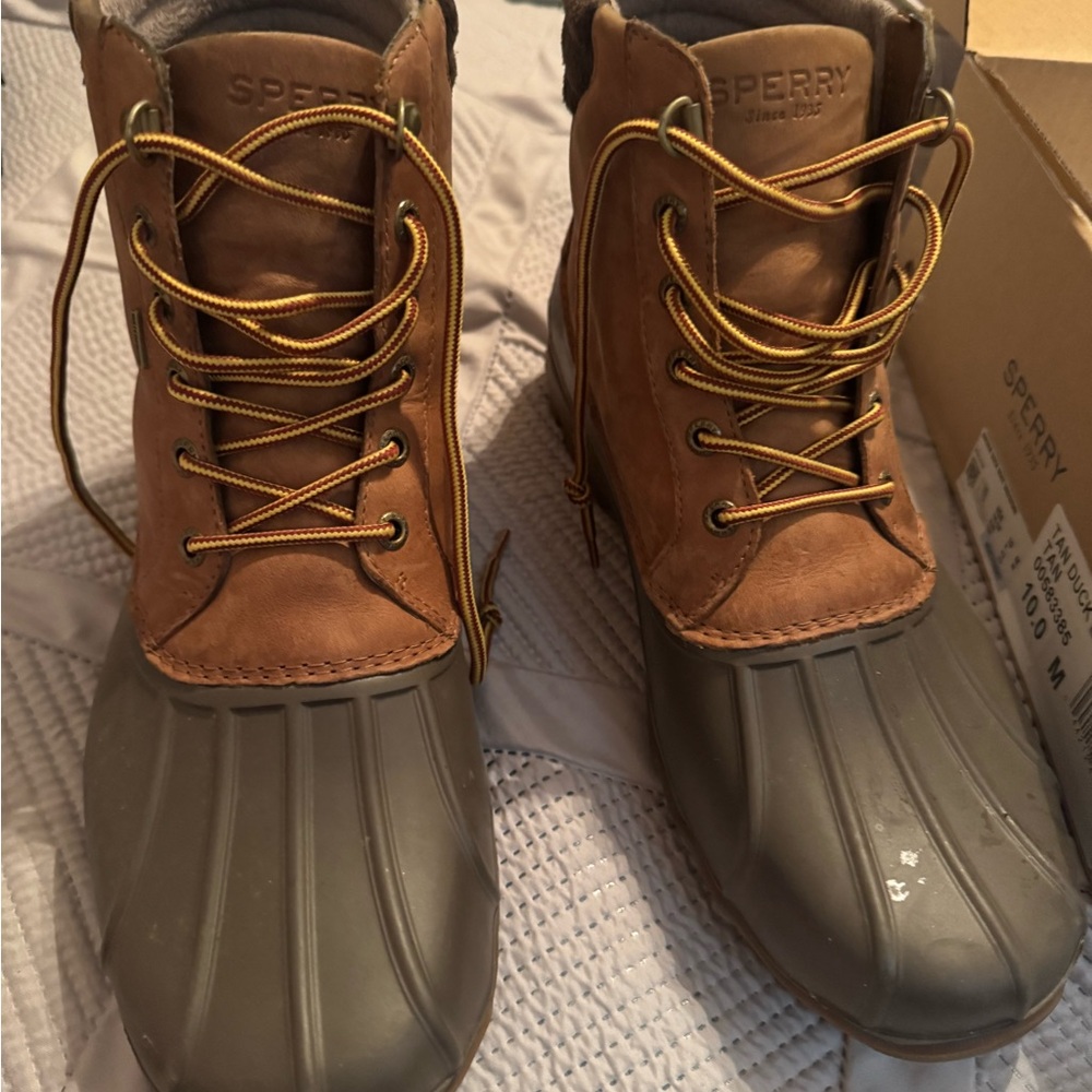 Sperry Men's Tan and Gray Rain Boots